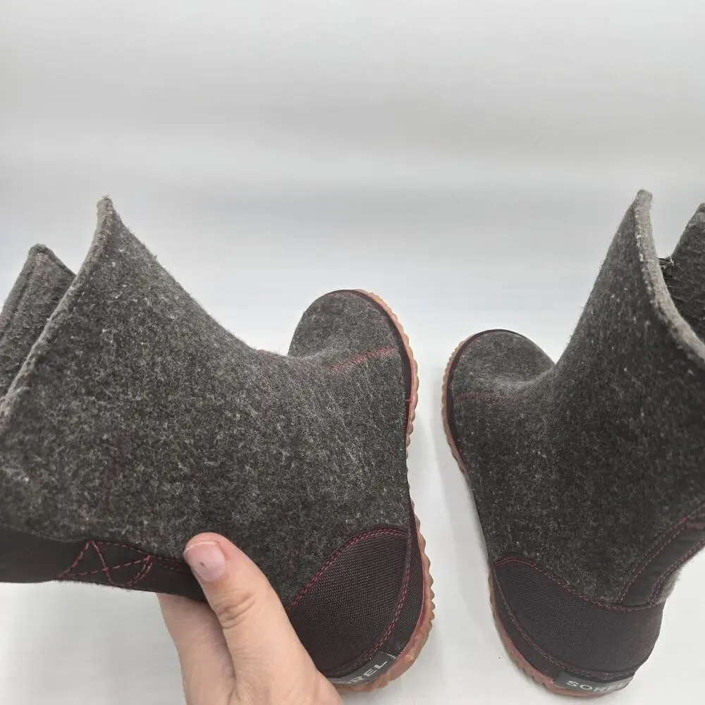 Rare Sorel Cozy Felt Boots Womens Sz 10 Gray Cabin Outdoor Granola Mom